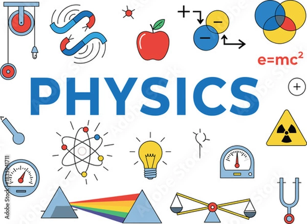 Fototapeta A comprehensive vector collection of physics education icons