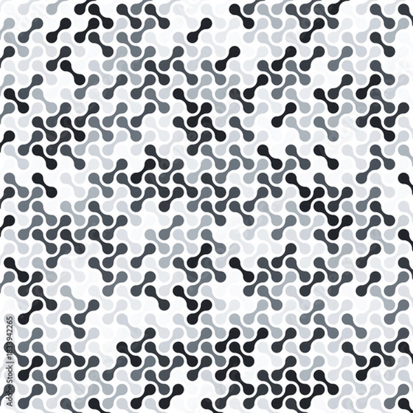 Fototapeta Seamless abstract geometric pattern with rounded tri-shaped elements in grayscale. Modern minimal texture for backgrounds, textiles and contemporary design.