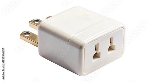 Obraz White electrical adapter converts one outlet for two devices