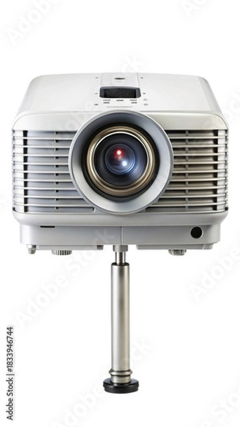 Obraz Front view of modern digital projector with illuminated lens