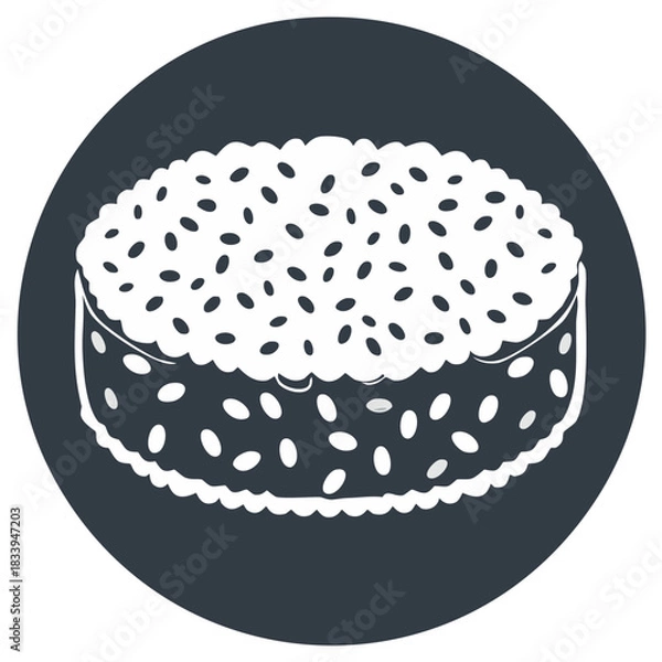 Obraz Stylized Icon of a Sushi Roll with Seeds
