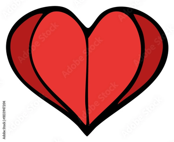 Obraz Red heart shape with black outline