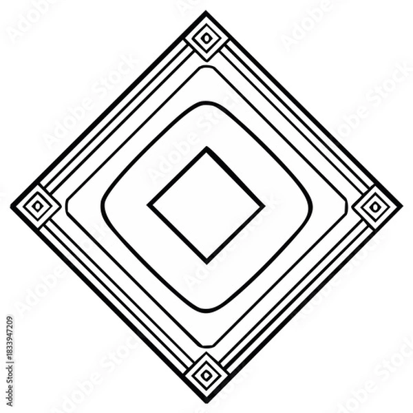 Obraz Geometric Diamond Art Deco Illustration. Black and white decorative design element.