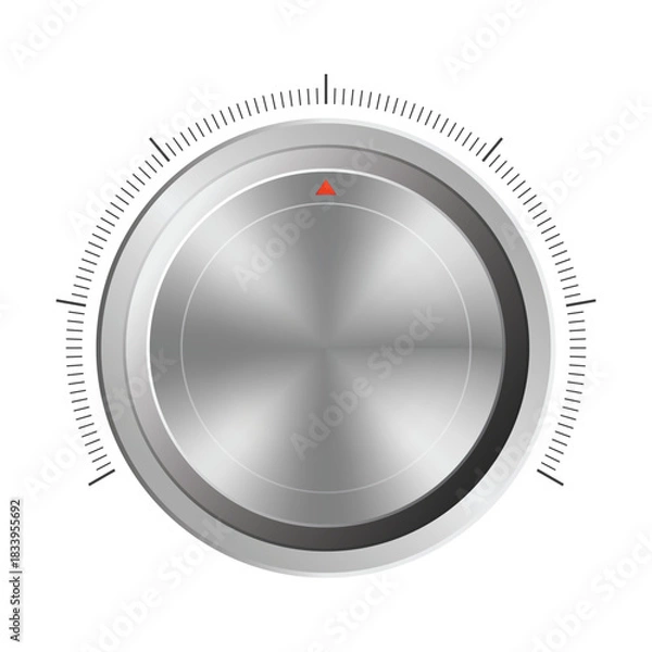 Fototapeta Realistic metallic silver volume in flat style on white background