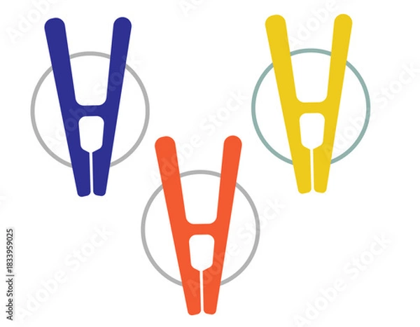 Obraz 分別ゴミイラスト素材　洗濯バサミ　カラー