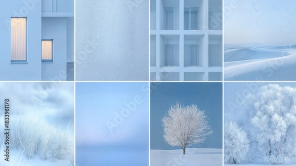 Fototapeta Icy white minimal moodboard