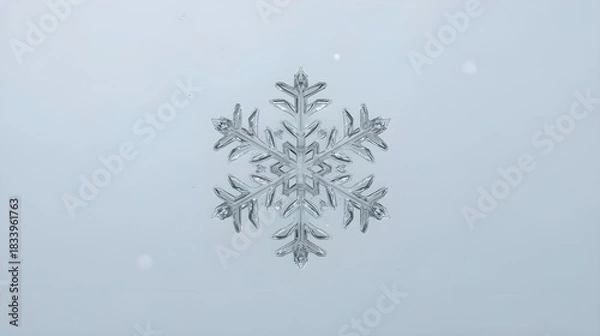 Obraz Beautiful detailed snowflake captured in crisp focus over calm atmospheric winter scene