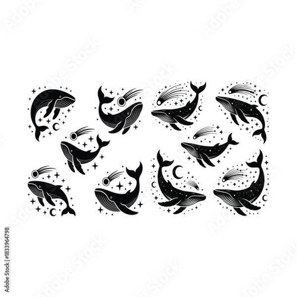 Obraz Space Whale Swimming Among Stars.