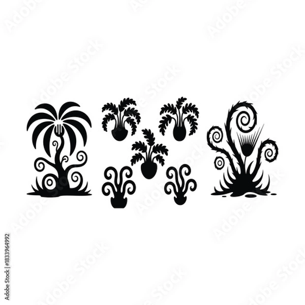 Obraz Elegant black plant silhouettes stylish designs accents
