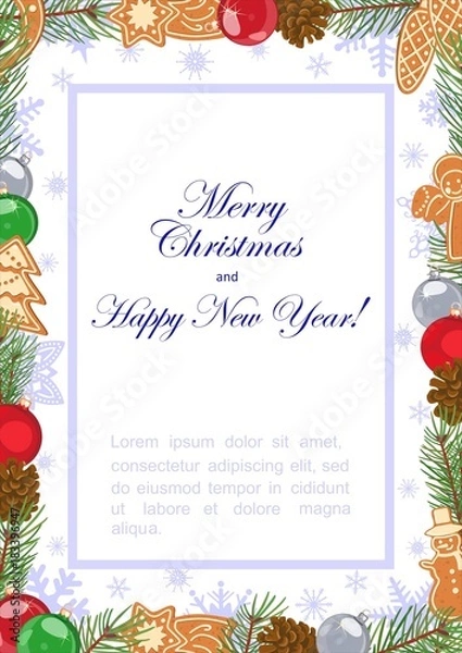 Obraz Christmas greeting card, template. Vector illustration.