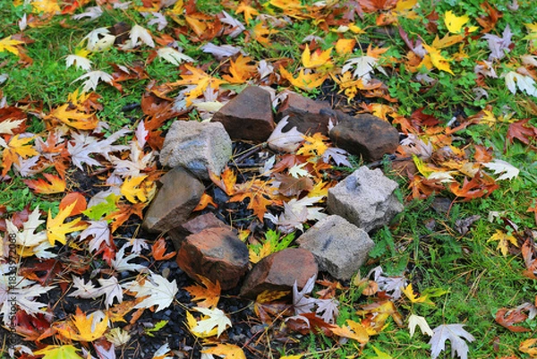Obraz fire place on autumn meadow