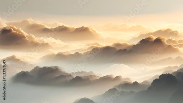 Obraz 幻想的な光に包まれる雲海背景