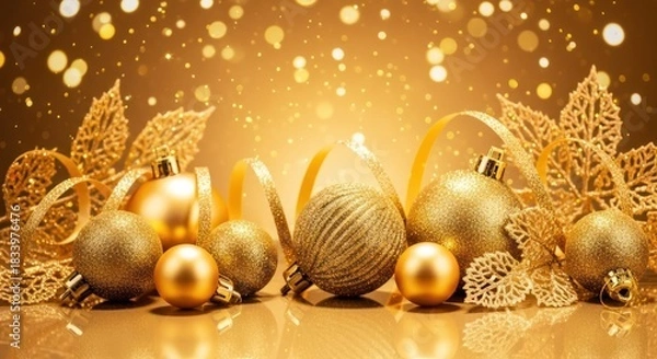 Obraz golden christmas balls