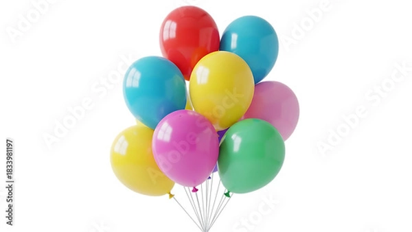 Obraz Bunch of colorful balloons for celebration and party isolated on transparent background