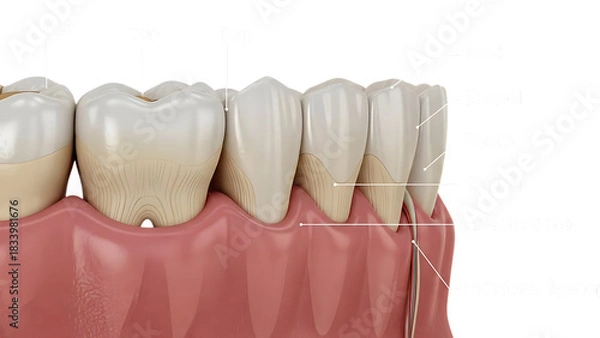 Obraz Detailed illustration of teeth anatomy with labels isolated on transparent background