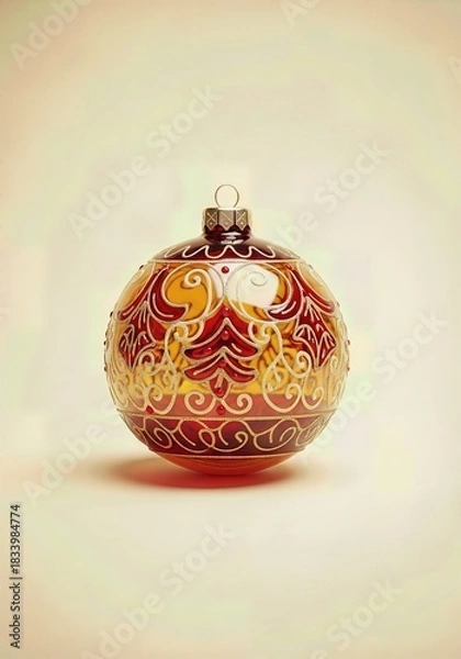 Obraz Sophisticated Jewel Tone Deep Glass Bauble with Gold Leaf Accents Luxury Ornament Isolated Premium