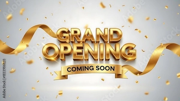 Fototapeta Elegant Grand Opening Celebration With Golden Text and Confetti