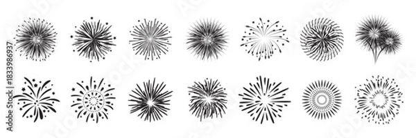 Obraz Firework burst collection in clean line shapes.