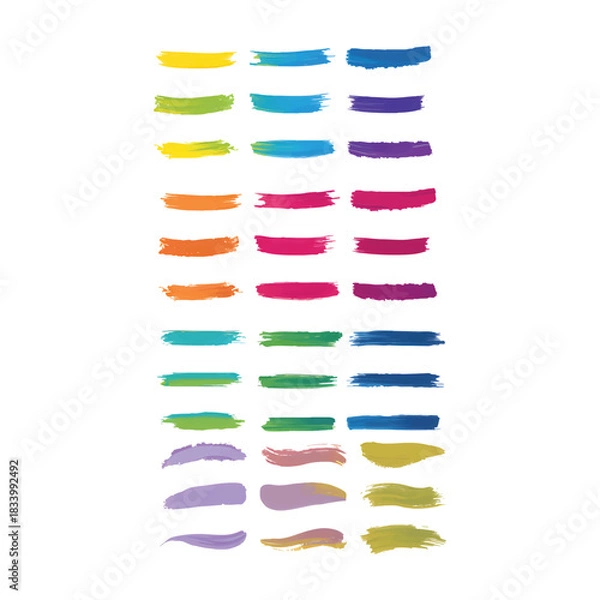 Obraz Watercolor Vector Brush Strokes Set - Colorful Paint Textures