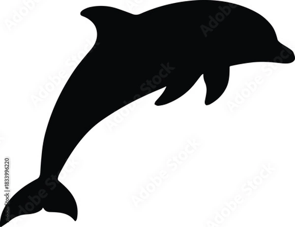 Fototapeta Dolphin Silhouette – Isolated on Transparent Background Jumping Marine Animal Vector