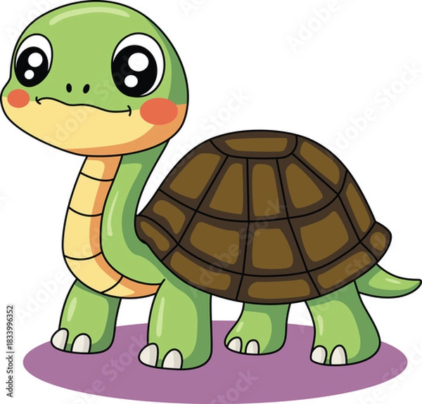 Obraz Adorable Turtle Smiling and Walking Slowly