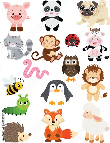 Obraz Cute Animal Character Collection Illustration