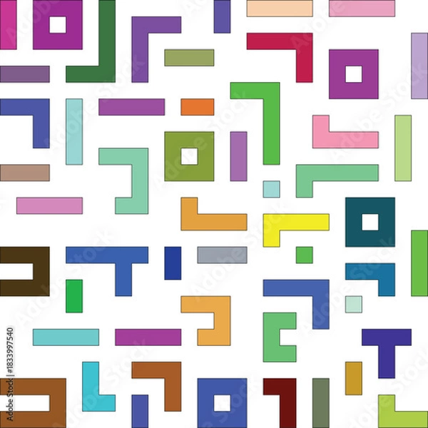 Fototapeta Geometric Pattern with Squares, Rectangles and L-Shapes - Abstract Mosaic Design