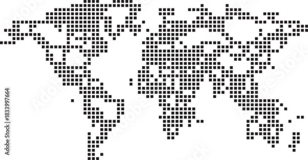 Obraz Pixelated Dotted World Map Vector Isolated Graphic on White Background