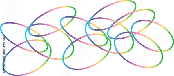 Obraz Color Gradient Swirl Lines. Curve Linear Shape Pattern. Vector Abstract Backgrounds with Doodle Rainbow Ribbons.