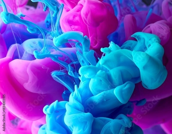 Fototapeta Swirling vibrant ink blends, creating an abstract, colorful visual