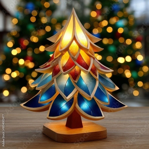 Fototapeta Wooden table lamp. Generative AI