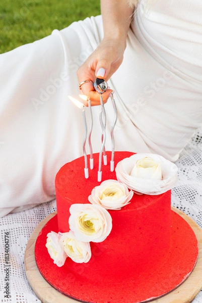 Obraz Elegant dessert presentation in nature