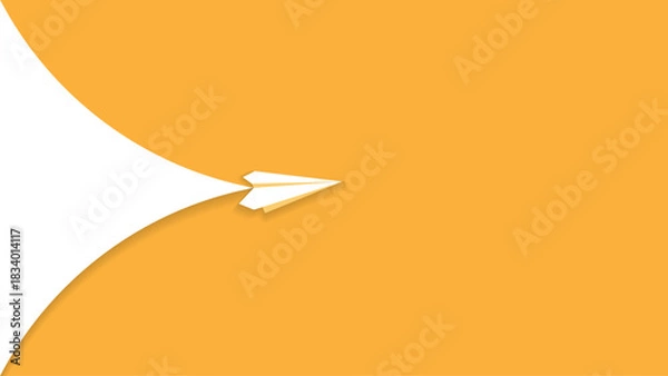 Obraz Paper plane flying on orange background