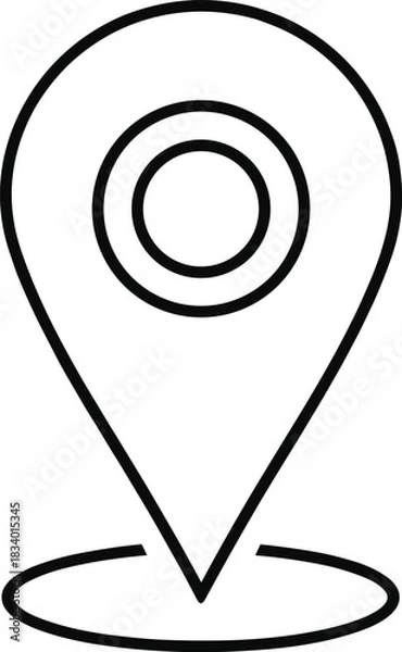 Fototapeta Map Location Pin Icon. GPS Navigation, Pointer, and Destination Outline Vector Symbol.