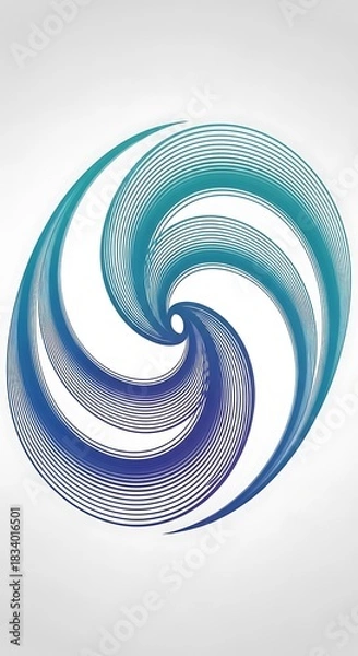 Obraz Harmonic Abstract Spiral of Blended Gradient Lines on a Light Backdrop