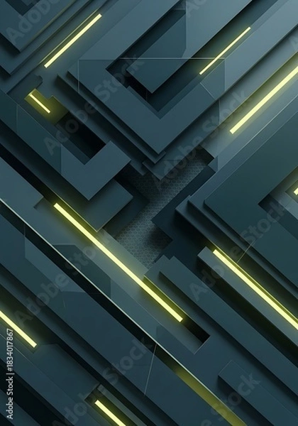 Obraz Modern geometric pattern with yellow light accents for tech applications
