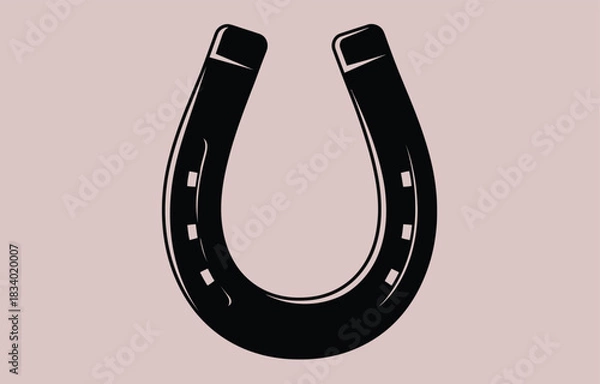 Obraz Detailed black horseshoe vector illustration classic rustic design lucky charm symbol wild west icon western emblem traditional object simple equestrian accessory
