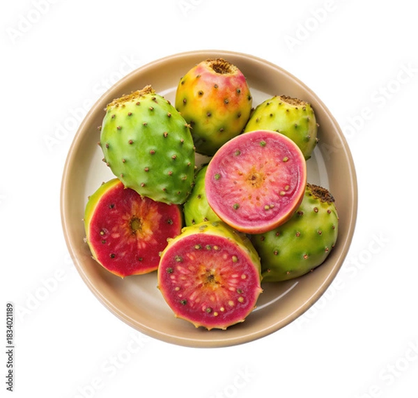 Obraz Vibrant fresh prickly pear cactus fruits in a ceramic bowl