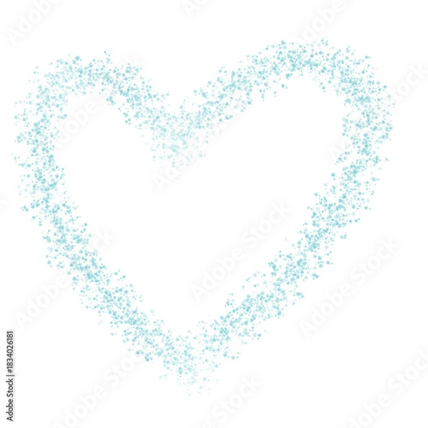 Fototapeta Teal Snowflake Glitter Heart Isolated Without Background