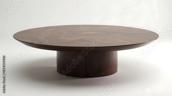 Obraz Unique detail: Designer coffee table tabletop with subtle, natural-looking patterns and striations, crafted entirely from compressed mycelium bio-material, emphasizing luxurious appearance.