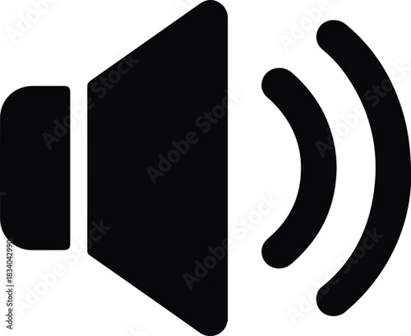 Fototapeta Black speaker icon with sound waves volume audio 1