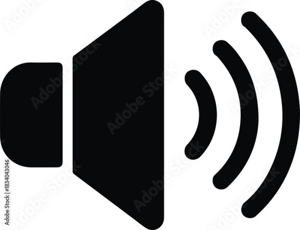 Fototapeta Black speaker icon with sound waves volume audio 2