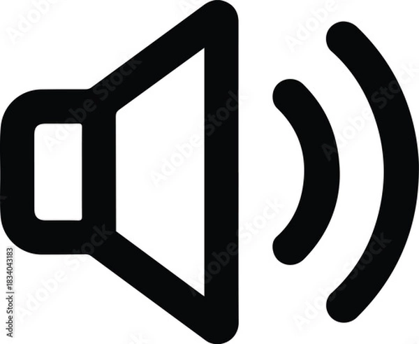 Fototapeta Black speaker icon with sound waves volume audio 3