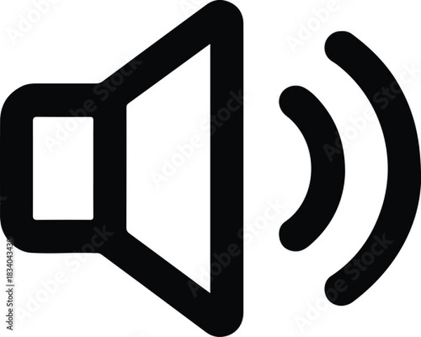 Fototapeta Black speaker volume icon with sound waves speaker icon