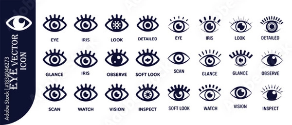 Obraz Eye vision icon set. collection of diverse eye symbols for various concepts, focusing on human sight