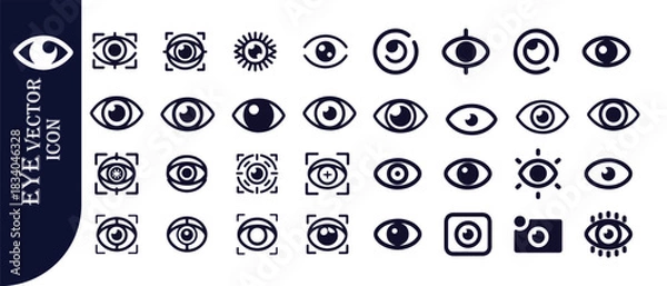 Obraz Diverse collection of eye icons, featuring various styles including camera and target focus symbols