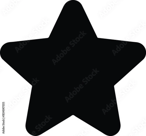 Fototapeta Black star icon with rounded points symbol white