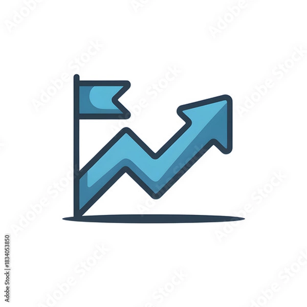 Obraz Minimal Bullish Flag Pattern Icon With Upward Arrow and Flag Box