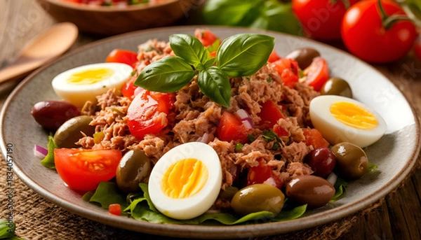 Fototapeta beef stew with vegetables and herbs