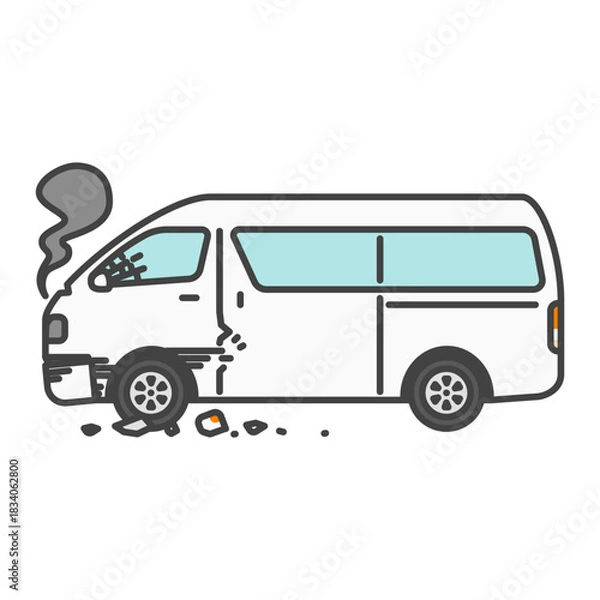 Obraz 商用バンの重大事故イラスト｜損傷・自動車保険・対物対人・警察対応